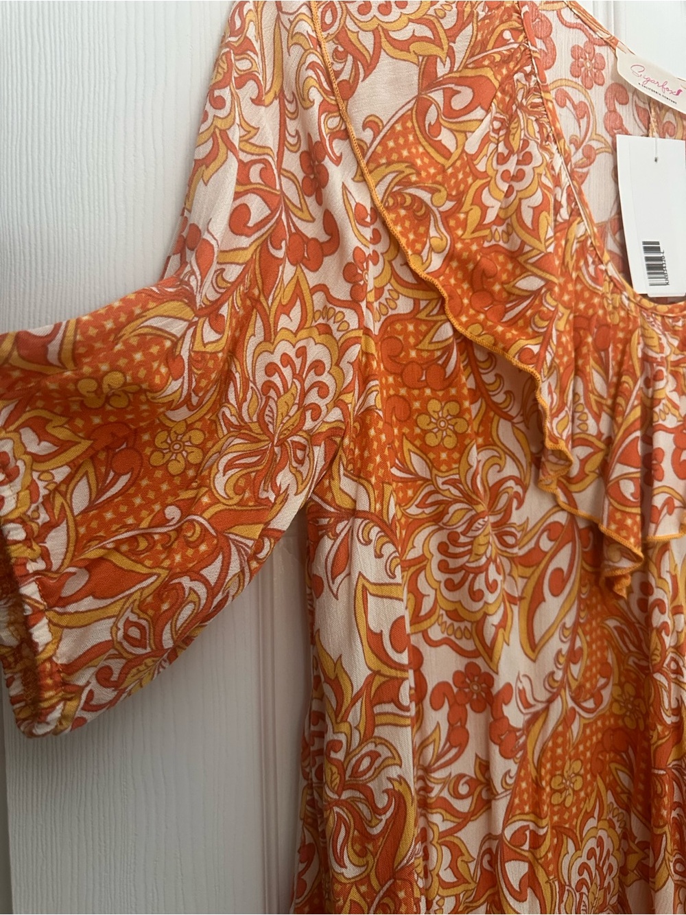 Sugar Orange and Yellow Paisley Floral Blouse